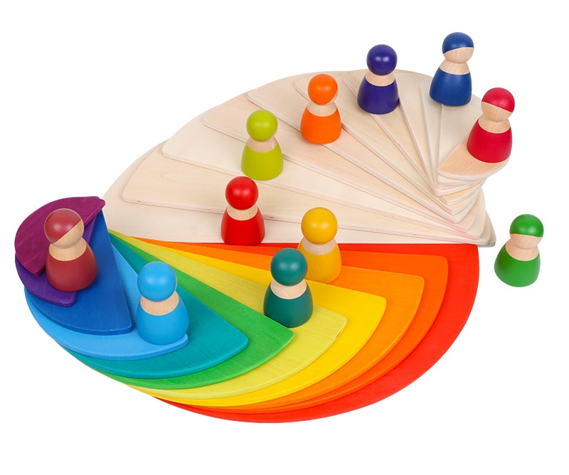 Wooden Rainbow Stacker for Kids