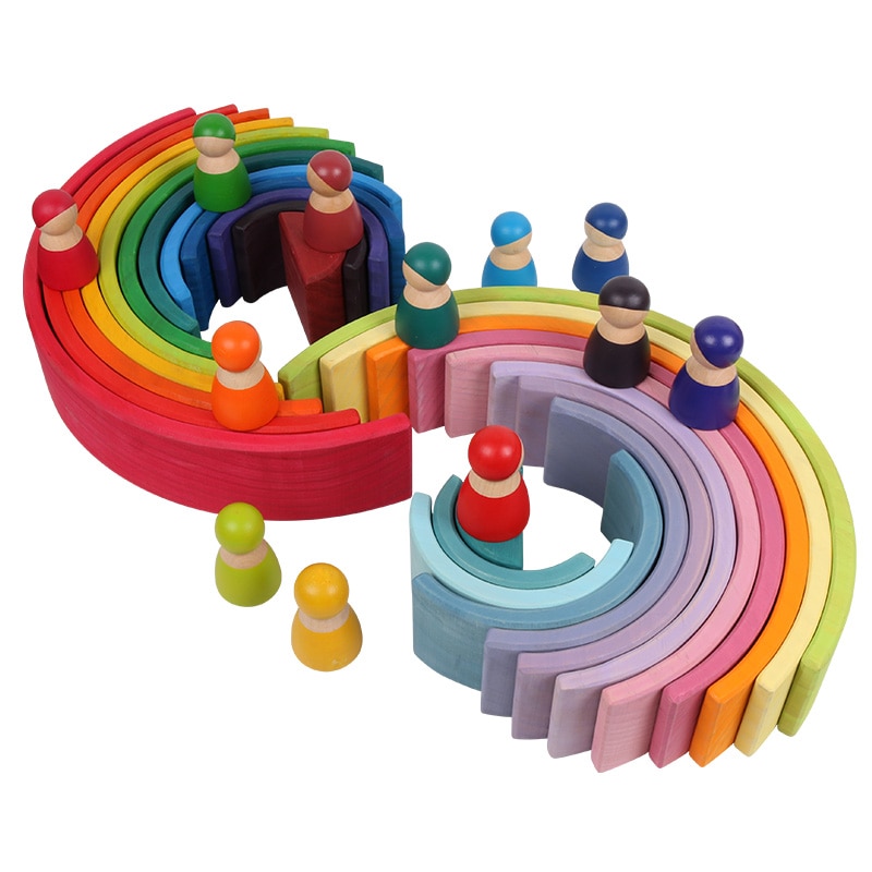 Wooden Rainbow Stacker for Kids