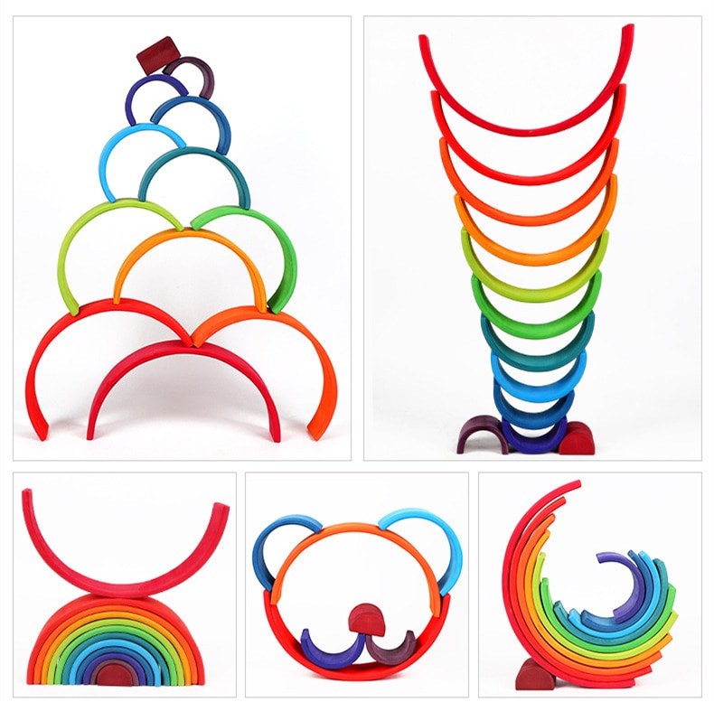 Wooden Rainbow Stacker for Kids