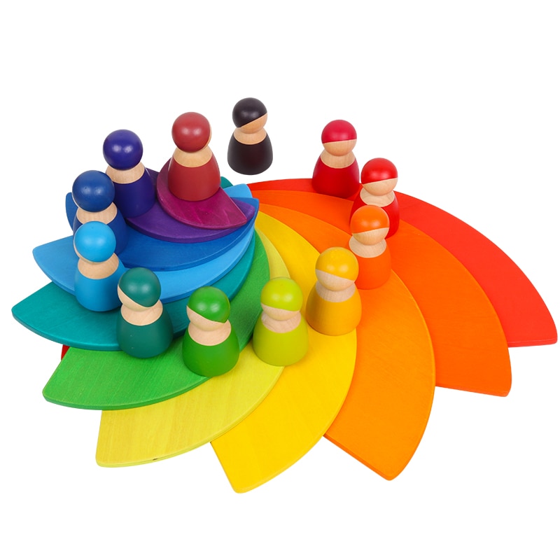 Wooden Rainbow Stacker for Kids