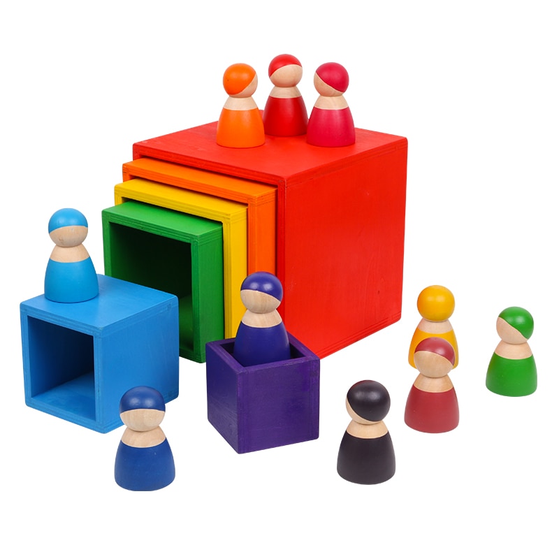 Wooden Rainbow Stacker for Kids