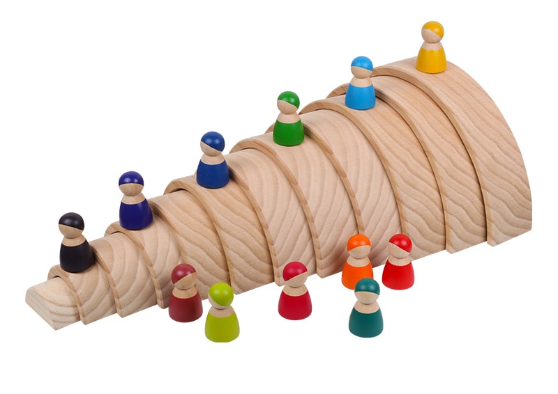 Wooden Rainbow Stacker for Kids