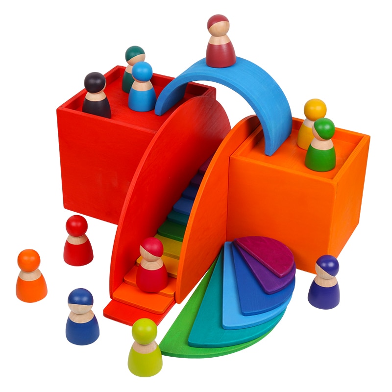 Wooden Rainbow Stacker for Kids