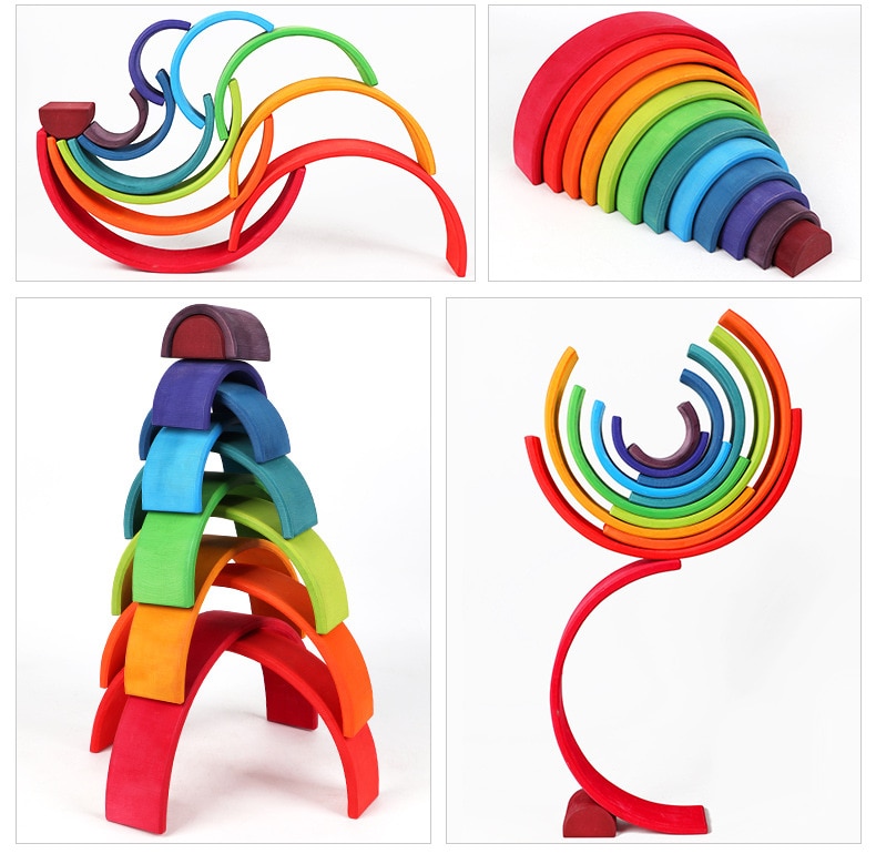 Wooden Rainbow Stacker for Kids