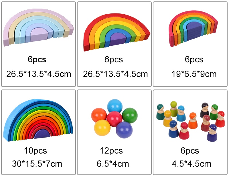 Wooden Rainbow Stacker for Kids