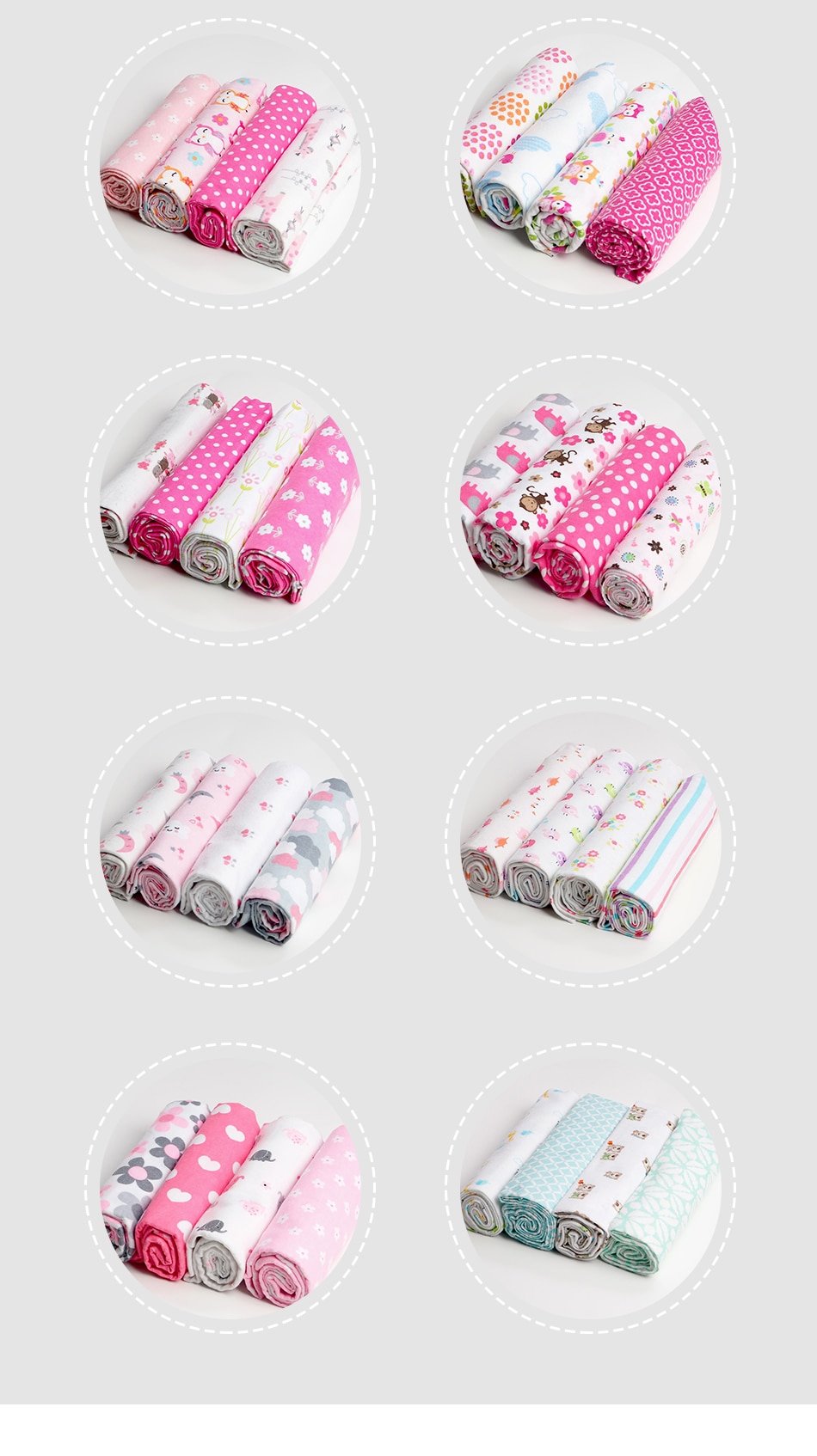 Muslin Flannel Swaddle Set 4 Pcs