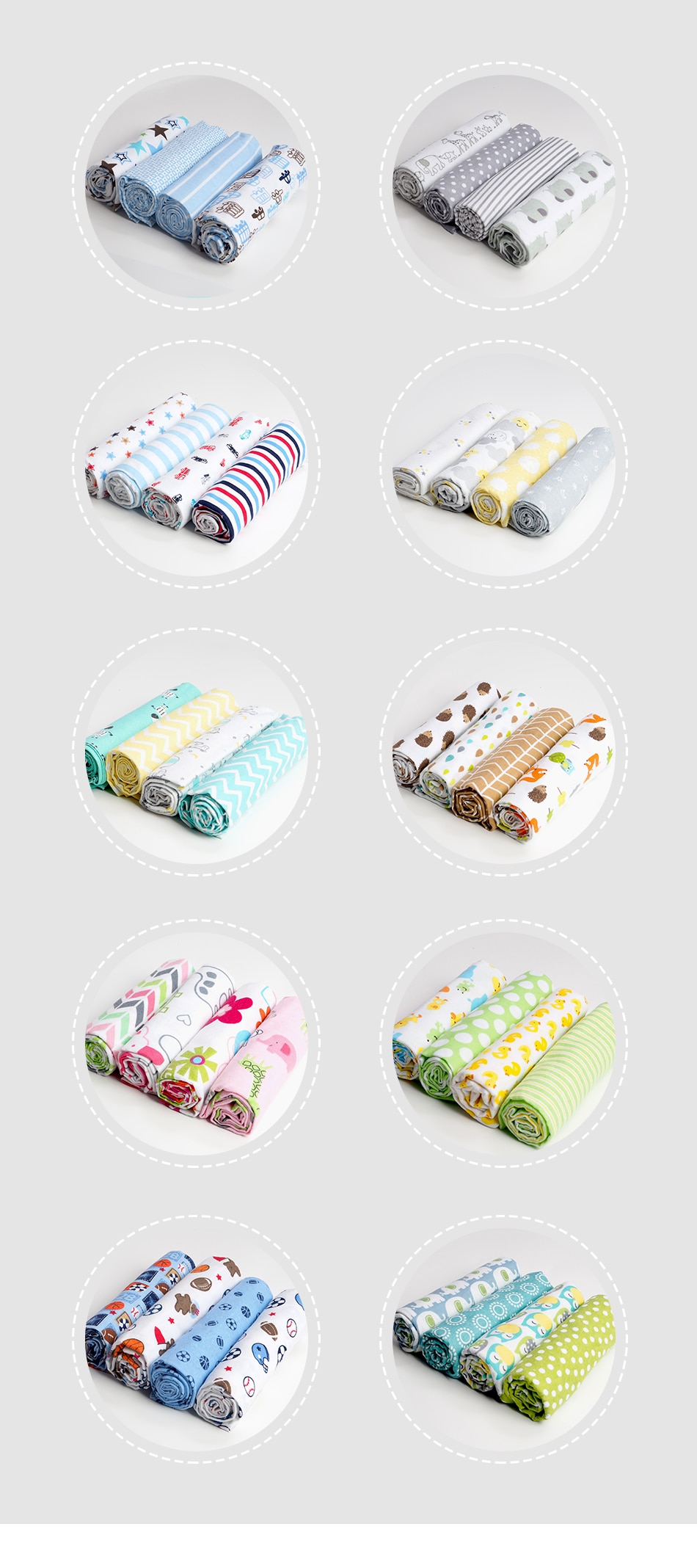 Muslin Flannel Swaddle Set 4 Pcs