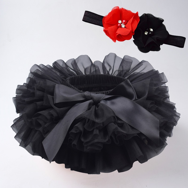 Baby Girl's Mesh Skirt with Bow and Matching Color Headband