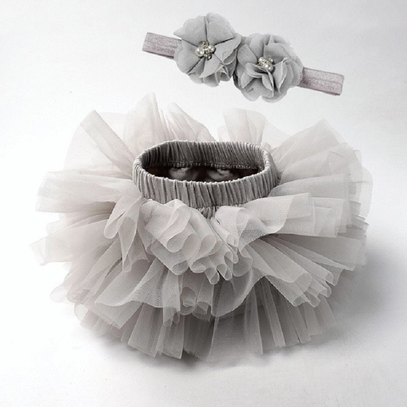 Baby Girl's Mesh Skirt with Bow and Matching Color Headband