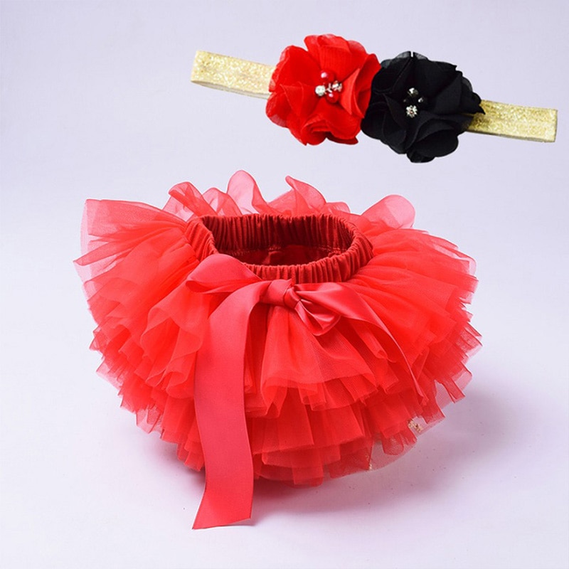 Baby Girl's Mesh Skirt with Bow and Matching Color Headband