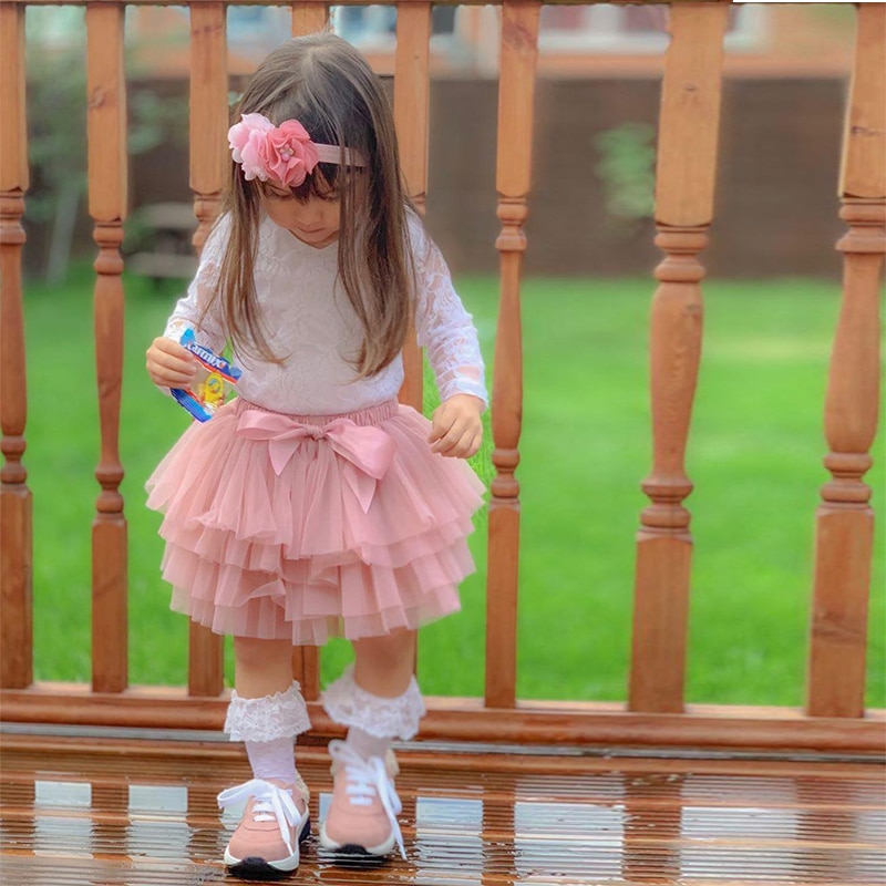 Baby Girl's Mesh Skirt with Bow and Matching Color Headband