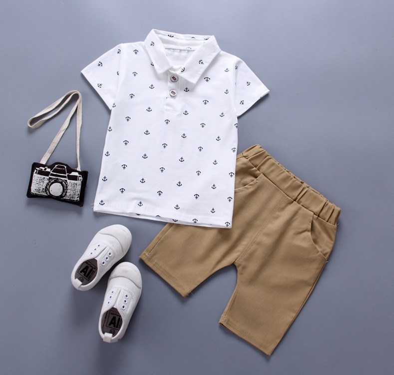 Baby Boy's Anchor Printed Shirt and Shorts Set