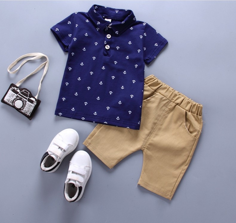 Baby Boy's Anchor Printed Shirt and Shorts Set