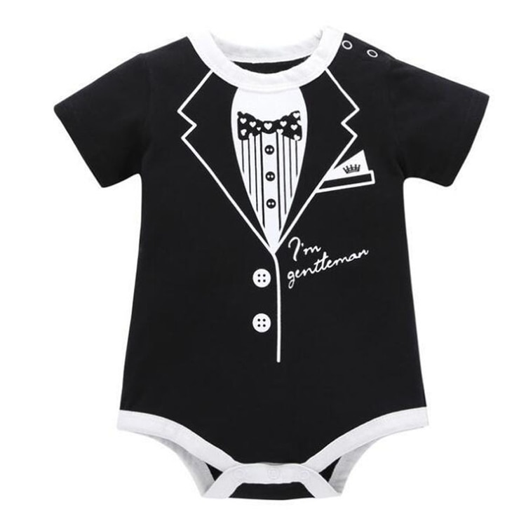 Boy's Little Gentleman Short Sleeve Romper