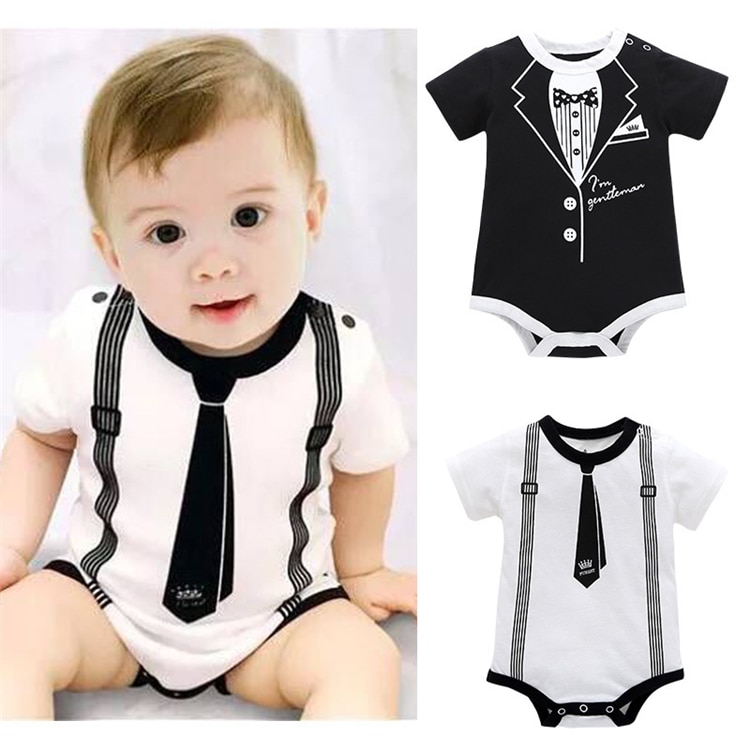 Boy's Little Gentleman Short Sleeve Romper