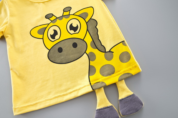 Summer Casual Giraffe Printed Clothing Set 2 Pcs