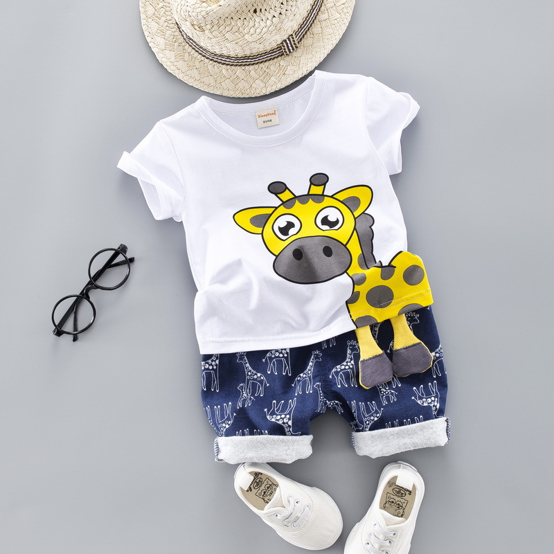 Summer Casual Giraffe Printed Clothing Set 2 Pcs