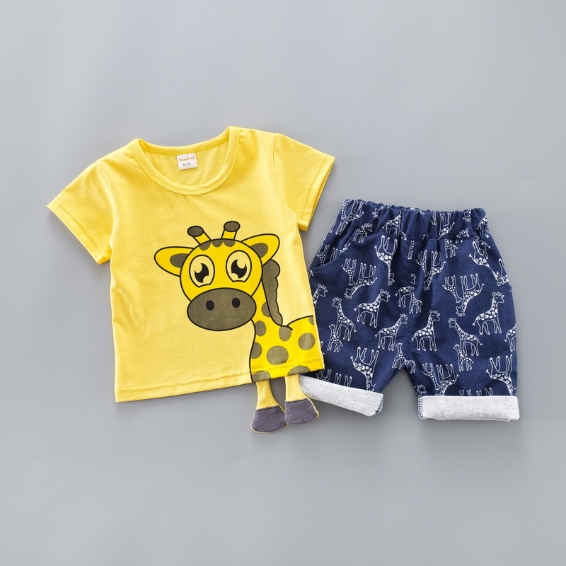 Summer Casual Giraffe Printed Clothing Set 2 Pcs